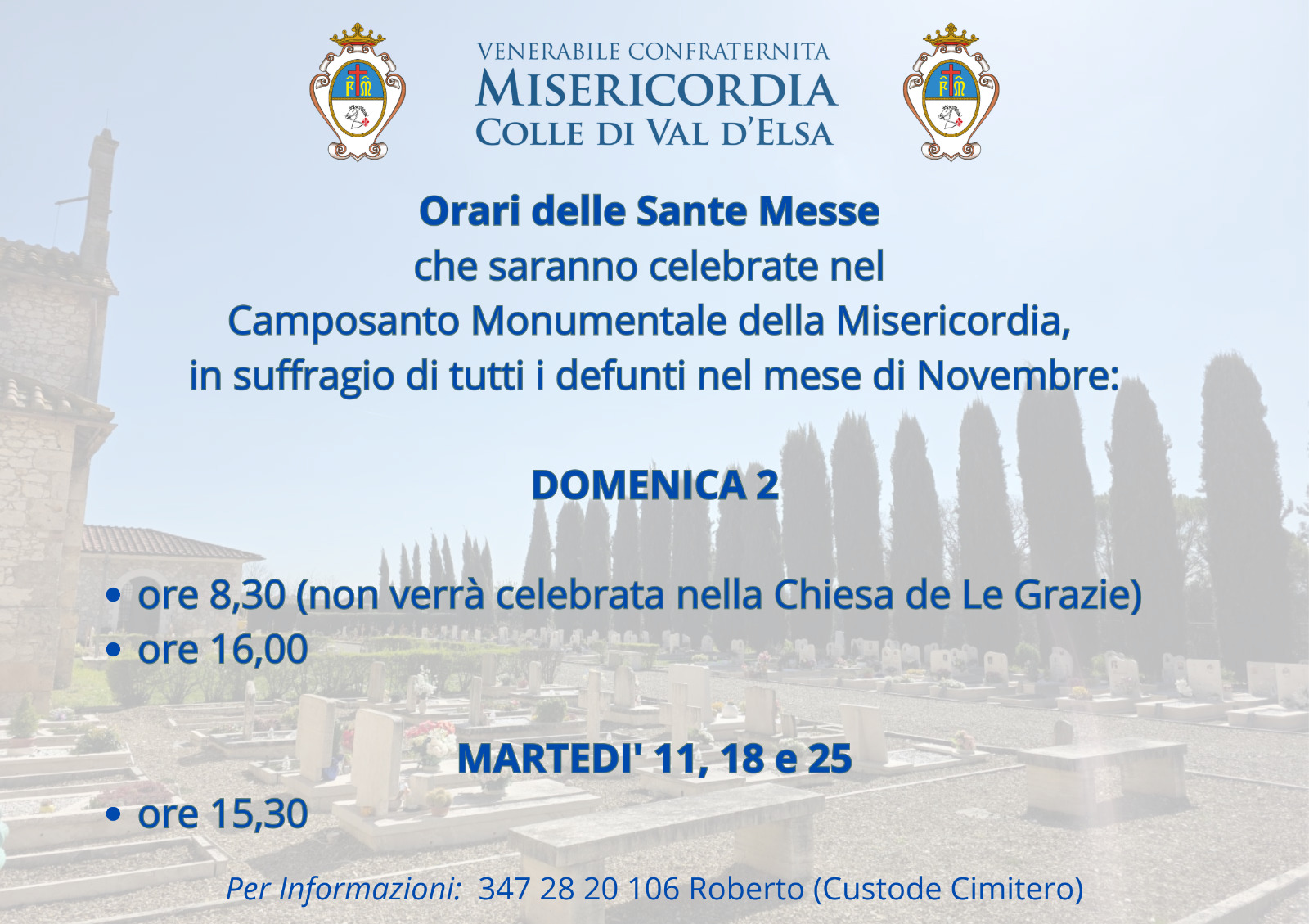 Misericordia Colle di Val d'Elsa - celebrazione sante messe Novembre 2025
